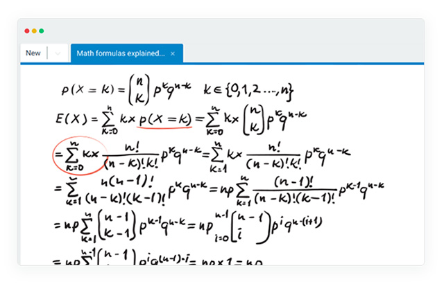 Online whiteboard for clearance math